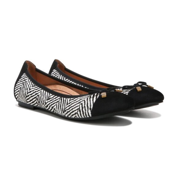 Vionic Minna Zebra Print Ballet Flats With Bow Detail - Black & White Size 6 - Picture 5 of 16